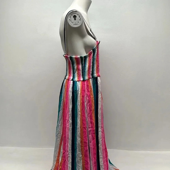 Torrid Midi Gauze Strapless Dress Multicolor Stripes Rayon Plus Size 2X - Picture 5 of 10